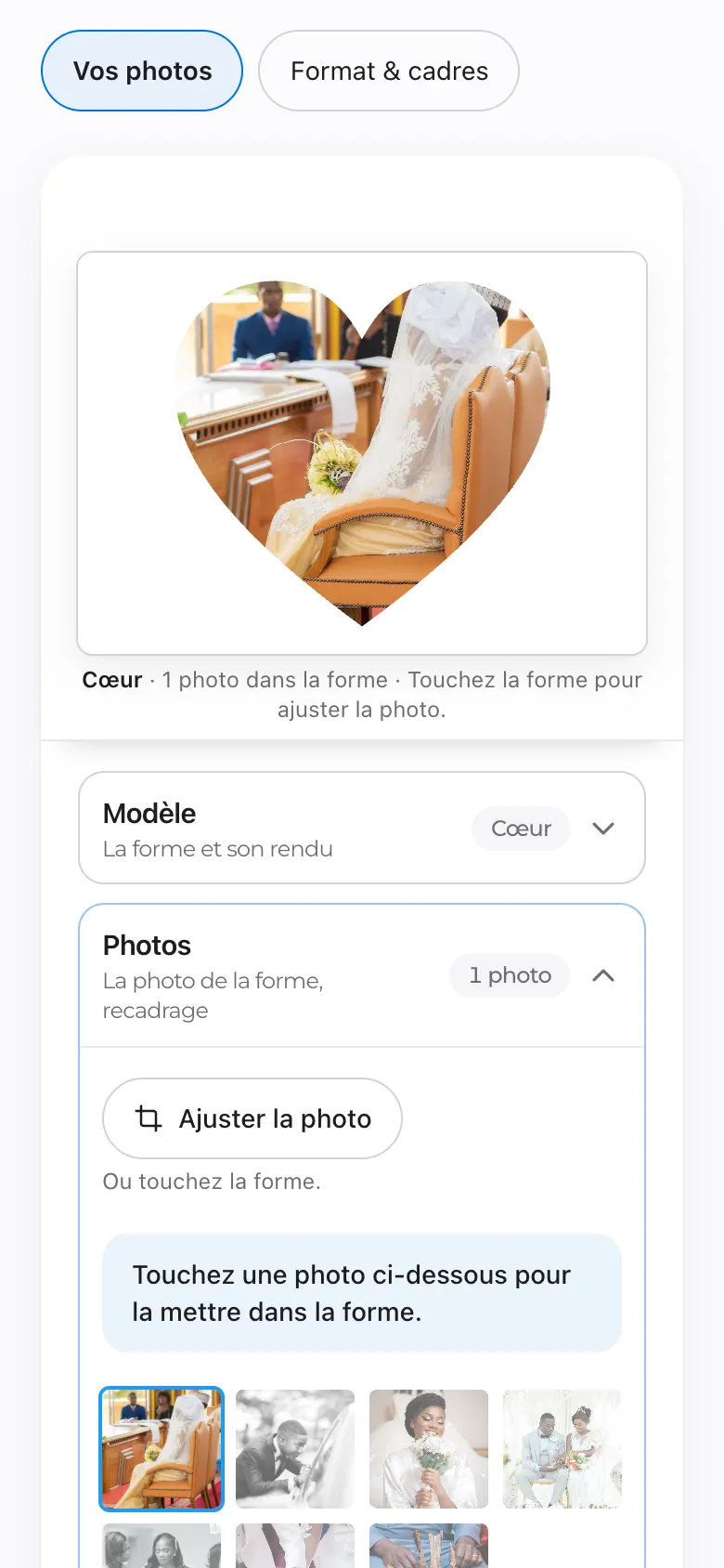 Création en forme de cœur