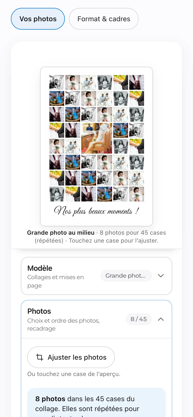 Collage de photos avec un titre