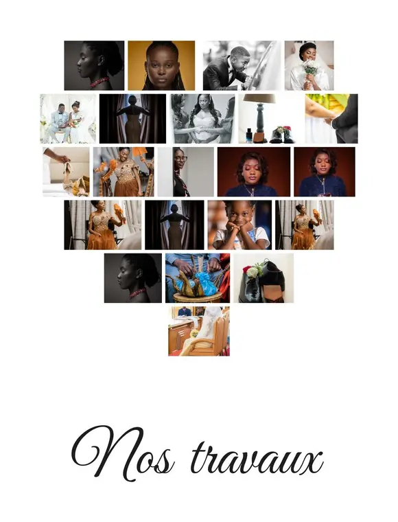 Cœur de photos avec les mots « Nos travaux » écrits dessous