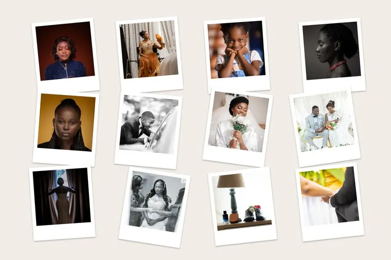 Collage de photos façon instantanés, avec leur marge blanche