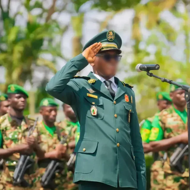Officer saluting at an official ceremony
