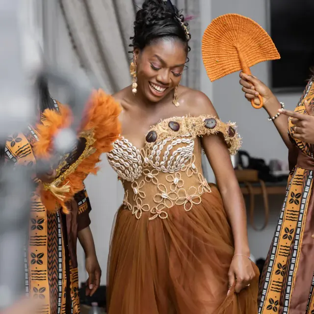 Bride in traditional dress dancing at her traditional marriage (dot)