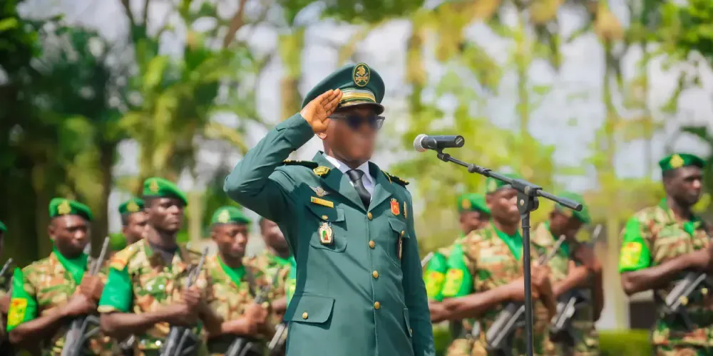 Officer saluting at an official ceremony